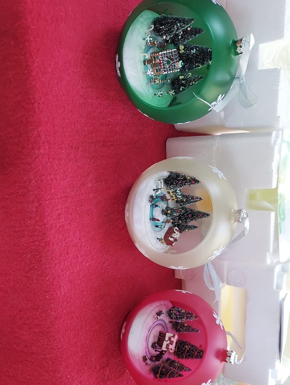 Mr. Christmas Holiday Glass Ornament with Miniature Winter Scene -large set